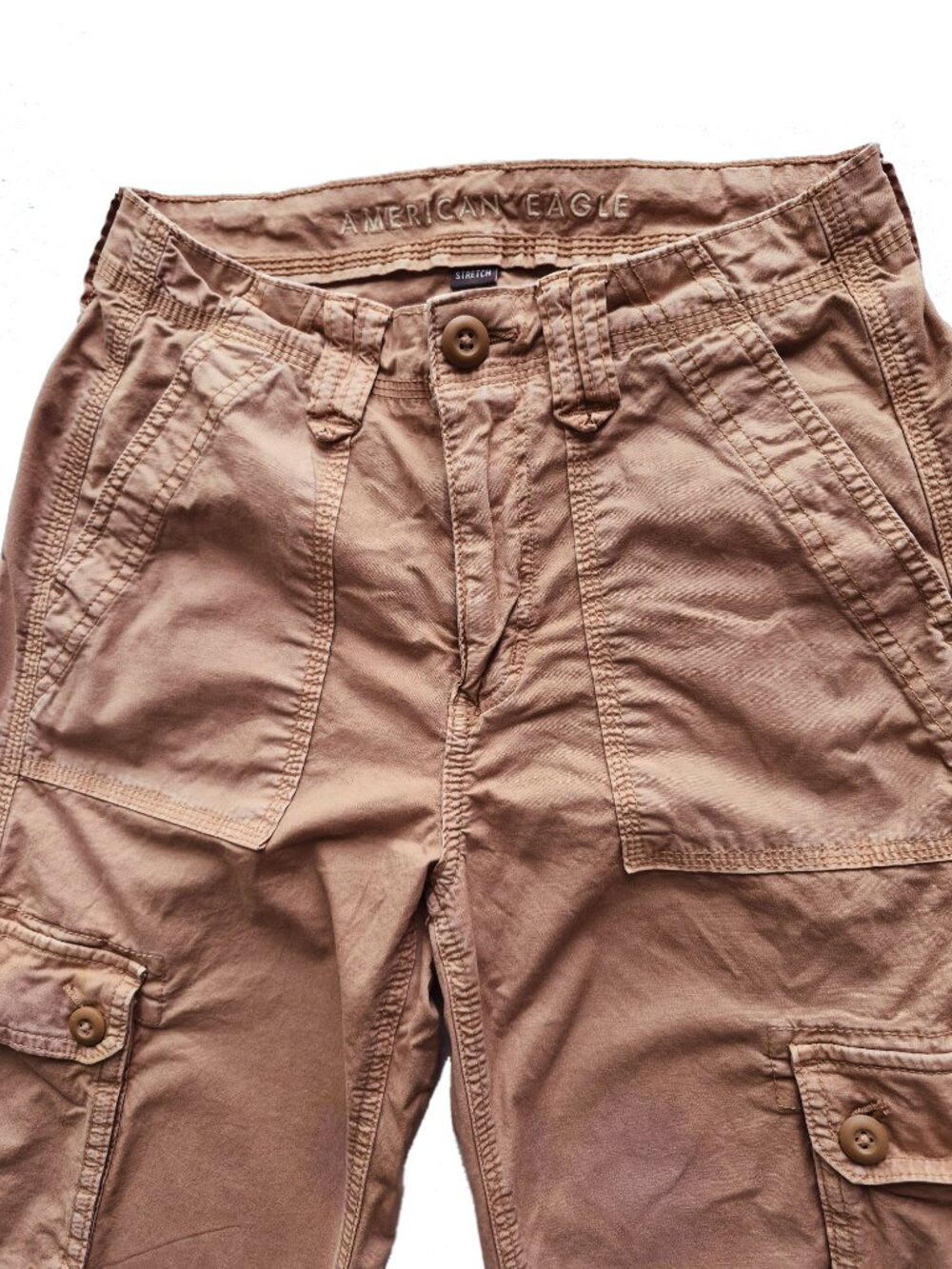 American Eagle Cargo Pants in Deep Tan Color with Ankle Ties Size 0 - Picture 3 of 16